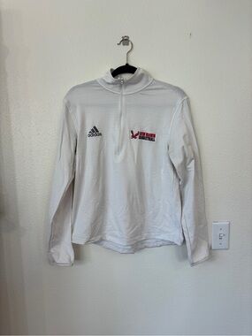 adidas White Half-Zip Basketball Top with Logo